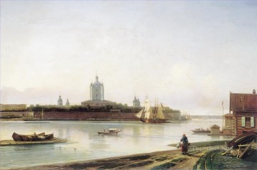 Smolny visto desde bolshaya okhta Alexey Bogolyubov escenas de la ciudad del paisaje urbano Pinturas al óleo